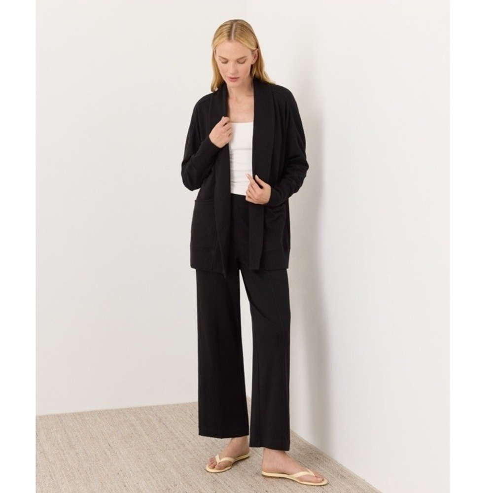 Pact 100% Organic Cotton Airplane Wrap Cardigan Black XL/XXL Travel Packable - Picture 3 of 12